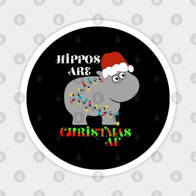 Hippos are Christmas AF Magnet by Timeforplay